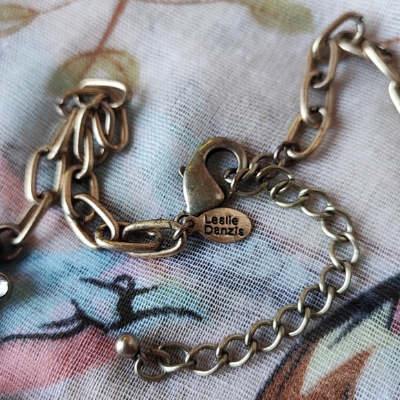 Leslie Danzis Signed Clear Rhinestone Statement Necklace Brass Tone Baguettes - Picture 11 of 15